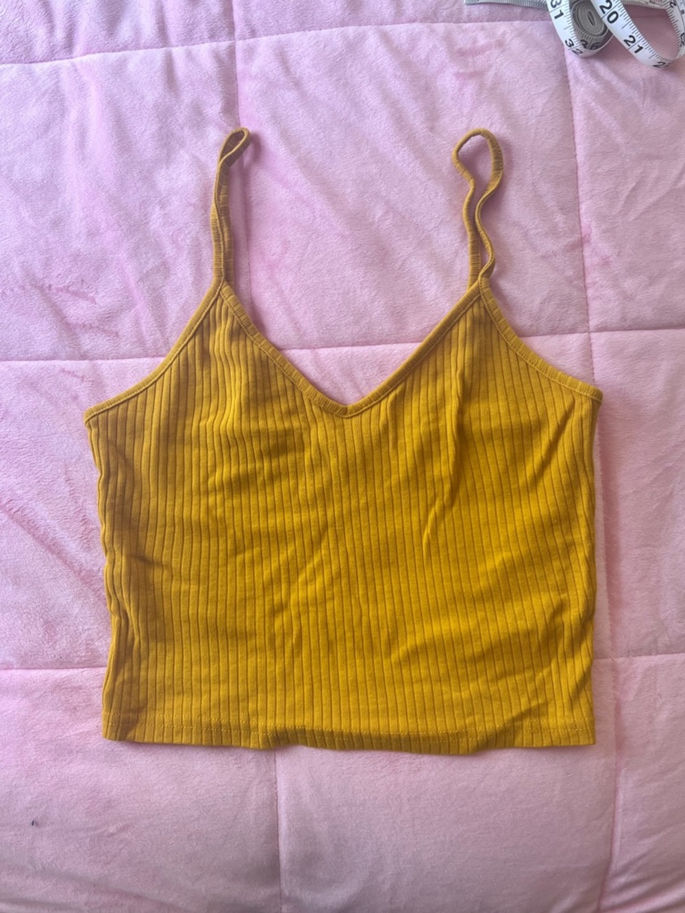 Topshop Mustard Yellow Ribbed V-Neck Cami Tank Top